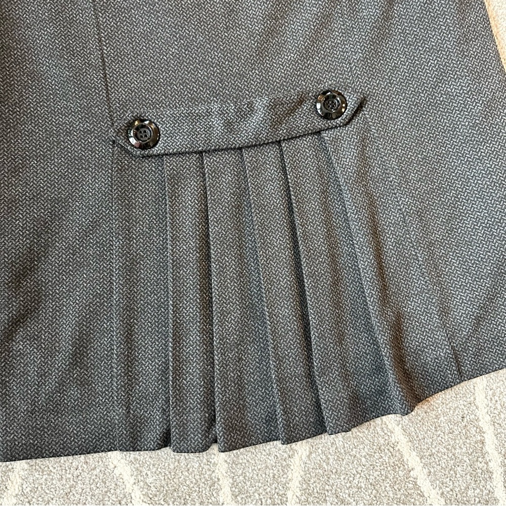 Garfield & Markw Dark Gray Flannel Herringbone Pencil Skirt w/ Pleated Flounce - Picture 3 of 6